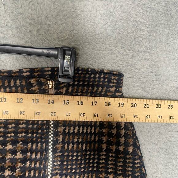 Asos womens 14 herringbone black mini skirt zip front knit geometric stretch - Picture 7 of 9